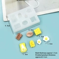 Mini silicone mold for breakfast croissant and fried egg food clay crafts, 4.4x6.3cm size - 3530-Transparent