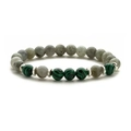 Bracciale di perle fatto a mano con malachite, labradorite naturale e distanziatori argento - Malachite