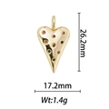 Détail montrant les dimensions 26,2x17,2mm d'un pendentif cœur avec pierres colorées - Pendentif Cœur Doré avec Pierres Précieuses Colorées (DZ-182)