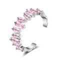 Verstellbarer Silberring mit rechteckigen rosa Zirkonia-Kristallen in Mikropavé-Fassung - Einstellbar Offen / Rosa Zirkonia Platinbeschichtet
