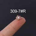 Rose gold flower cartilage stud with iridescent stone and tiny clear crystals - Zirconia Mini Stud Earrings Style (309-7#R) / Rose Gold