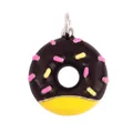 Miniature donut jewelry pendant with chocolate glaze and colorful sprinkles detail - Coffee Brown Donut (AAF6703-6)