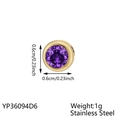 Golden stainless steel round pendant accessory with purple zircon stone inlay, 6mm size - June Alexandrite Purple