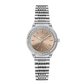 IBSO women watch with crystal bezel and sunray dial on silver stainless steel band - Grey Dial