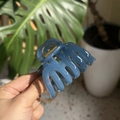 French style elegant blue pumpkin hair claw clip with golden spring held in hand - Medium(Approx 7cm) / Haze Blue