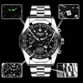 Montre à quartz ORUSS pour homme avec bracelet en acier argenté et cadran noir lumineux - Bracelet Argent Prestige Cadran Noir