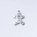 Detailed view of a brushed stainless steel gingerbread man charm for DIY jewelry making - DY526-1 Steel Color Gingerbread Man
