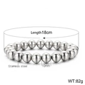 Polished silver stainless steel stretch bead bracelet with 10mm beads and 18cm length - Kb161897-z