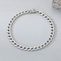 Pulsera de eslabones cubanos en acero inoxidable plateado con cierre de langosta y roca - Ancho 3mm, Largo 19cm / Color Acero
