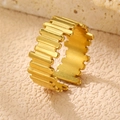 Minimalist gold-tone open ring with vertical parallel bars on beige sandstone - Industrial Minimalist Stripe (RS0022tiaoxing)