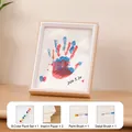 DIY handprint picture frame kit with 8-color paint and brushes for anniversary gift - White Wood Grain A4 Frame Set / A4 (21x29.7cm)