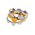 Ensemble de 3 bagues en acier inoxydable avec cœur en zircon et motif de vagues taille 8 - US 8 / Style de Vague de Coeur Bicolore Or et Argent (A999-8)