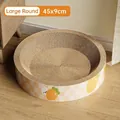 Grand griffoir rond en carton ondulé avec motif de lapin à carreaux orange - Rond - Grand (Lapin Carotte)