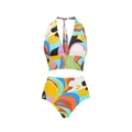 Set bikini a due pezzi con scollo all'americana e vivaci stampe artistiche astratte - S / Set Bikini 2 Pezzi