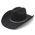 Cappello da cowboy western classico nero in finta pelle con catena di strass dorata - Nero