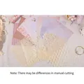 Vintage scrapbooking material set Moon Sand featuring floral lace and purple art paper - Moon Sand