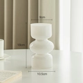 White tiered glass vase for flowers with 18cm height and minimalist ribbed design - Height 18cm/Diameter 9cm / French Vintage Vase - White