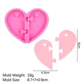 Roze hart puzzel siliconen mal voor creatieve DIY hars en sleutelhanger maken - 3# 17-618 Roze