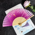 Classical purple folding fan with butterfly patterns and long silk tassel detail - Cherry Blossom Butterfly - Purple