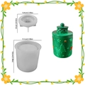 Moule en silicone pour pot de rangement cylindrique à motif sapin de Noël pour résine DIY - Boîte de rangement Sapin de Noël Relief - Ensemble (Avec Couvercle)