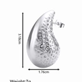 Polished silver hammered teardrop earrings for women made of stainless steel jewelry - Hammered Waterdrop (MS-225) / Steel