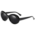 Occhiali da sole ovali retro punk con montatura nera lucida e lenti grigio scuro - Montatura Nera Lenti Grigie