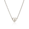 Silver stainless steel heart necklace with letter B pendant and polished chain - Letter B (Steel Color)
