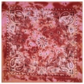 Detailed flat lay of red and pink tie-dye paisley bandana with intricate floral patterns - 54*54CM / Red