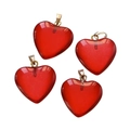 Translucent dark red acrylic heart pendants with golden metal clasps for jewelry making - Transparent Red (10pcs/pack)