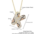 Golden plated letter K pendant necklace with colorful zircon stones and bead chain - Letter K