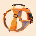 Adjustable orange no-pull dog harness with breathable mesh and reflective safety strips - Orange