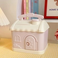 Pink house-shaped piggy bank with a creative handle and cute cartoon cottage design - Pink House (No Stickers)