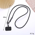 Black leather crossbody phone lanyard 68cm length with durable metal buckle and pad - Crossbody / Black Braided Rope