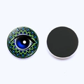 Calamita da frigo in vetro cristallo malocchio blu 25mm con mandala e retro magnetico - Occhio Mandala Blu Verde