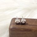 Minimalist silver screw back stud earrings with clear round cubic zirconia stones - 6mm Stud Style (Single) / Steel
