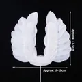 10-piece pack of white feather angel wing cake toppers for elegant party decorations - White Feather Wings
