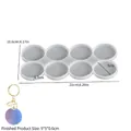 Moule en silicone rond à 8 cavités pour résine avec dimensions détaillées - 8 Cavités Rondes - DI 5,0 cm / Blanc Translucide