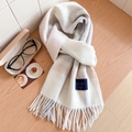 Écharpe classique 100% laine à carreaux crème, gris clair et rose avec des franges - Standard Anglais-51# Rose Blanc Bleu à Carreaux