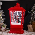 Vintage red 40cm Christmas snow lantern with Santa Claus and snowman festive scenes - European Hanging Lamp Solid Red