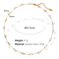 Golden stainless steel necklace featuring colorful shell starfish pendants and slim chain - Multicolor Shell Star Gold Necklace (XL239 Multicolor Shell Gold Bracelet)