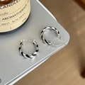 Chic boucles d'oreilles créoles S925 argent et noir avec motif zébré en émail - Rayé Noir et Blanc Argenté