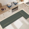 Set di tappetini da cucina a L grigio scuro con linee dorate e testo decorativo moderno - 40*60cm / Motivo a linee verdi