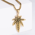 Collana con ciondolo a foglia d'acero dorata in acciaio inox con venature dettagliate - Senza catena / Oro