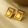 Vierkante geometrische gelaagde titanium stalen oorknopjes in gepolijst goudkleur - 18K Verguld / Goud
