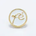 Golden circle enamel bead with 'fé' lettering for bracelet and jewelry making - Faith / White