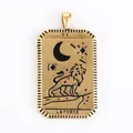 Gold-plated brass Tarot Strength 'La Force' pendant with zircon and black enamel details - M078819-4