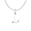 Elegant silver stainless steel snake chain necklace featuring a letter L heart pendant - Letter L (Steel Color)