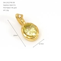 Oval yellow rhinestone pendant in 14K gold plated stainless steel, 20mm total height - August Light Green Rhinestone