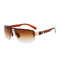 Gafas de sol deportivas sin montura con lentes degradadas marrones y patillas metálicas - Té Degradado