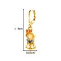 Pendientes dorados con diseño de niña, piedras de circón y lazo naranja brillante - 498-4# Estilo Muñeca Gema de Colores (Par)
